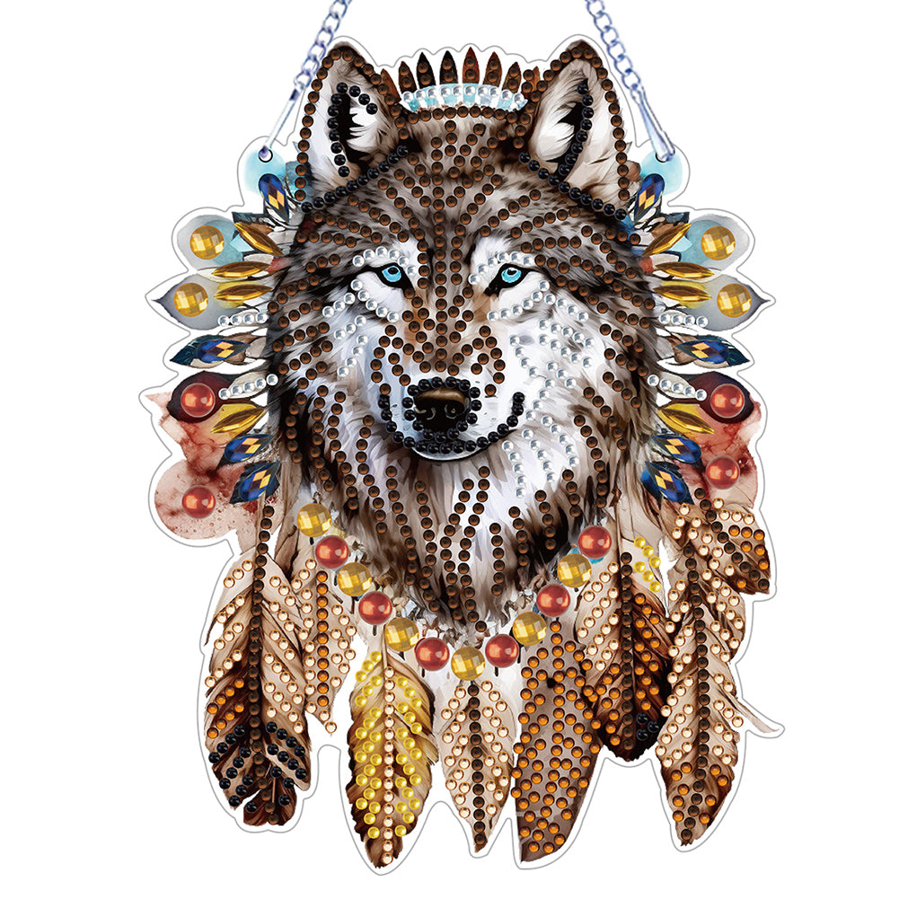 Special Shape DIY Diamond Painting Ornaments Wolf Head Full Drill Art Kit (#6)