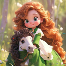 Load image into Gallery viewer, Diamond Painting - Full Round - Little girl riding a horse (40*40CM)
