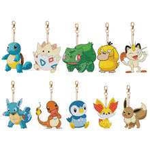Load image into Gallery viewer, 10PCS Diamond Art Keyring Pokemon Double Sided for Adult Kid Purse Handbag Decor
