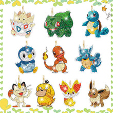 Load image into Gallery viewer, 10PCS Diamond Art Keyring Pokemon Double Sided for Adult Kid Purse Handbag Decor

