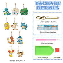 Load image into Gallery viewer, 10PCS Diamond Art Keyring Pokemon Double Sided for Adult Kid Purse Handbag Decor
