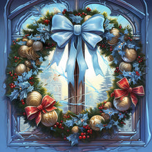 Load image into Gallery viewer, 4pcs Diamond Painting Set - Christmas wreath glass art (30*30CM)
