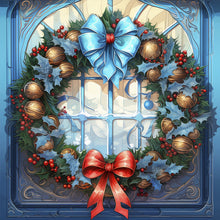 Load image into Gallery viewer, 4pcs Diamond Painting Set - Christmas wreath glass art (30*30CM)
