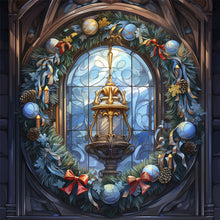 Load image into Gallery viewer, 4pcs Diamond Painting Set - Christmas wreath glass art (30*30CM)
