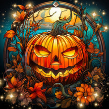Load image into Gallery viewer, 4pcs Diamond Painting Set - Halloween Pumpkin Glass Painting (30*30CM)
