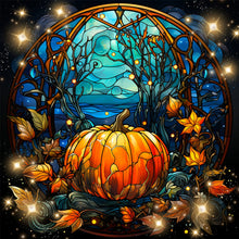 Load image into Gallery viewer, 4pcs Diamond Painting Set - Halloween Pumpkin Glass Painting (30*30CM)
