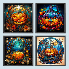 Load image into Gallery viewer, 4pcs Diamond Painting Set - Halloween Pumpkin Glass Painting (30*30CM)

