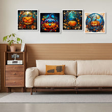 Load image into Gallery viewer, 4pcs Diamond Painting Set - Halloween Pumpkin Glass Painting (30*30CM)
