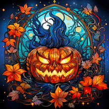 Load image into Gallery viewer, 4pcs Diamond Painting Set - Halloween Pumpkin Glass Painting (30*30CM)
