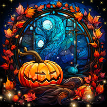Load image into Gallery viewer, 4pcs Diamond Painting Set - Halloween Pumpkin Glass Painting (30*30CM)
