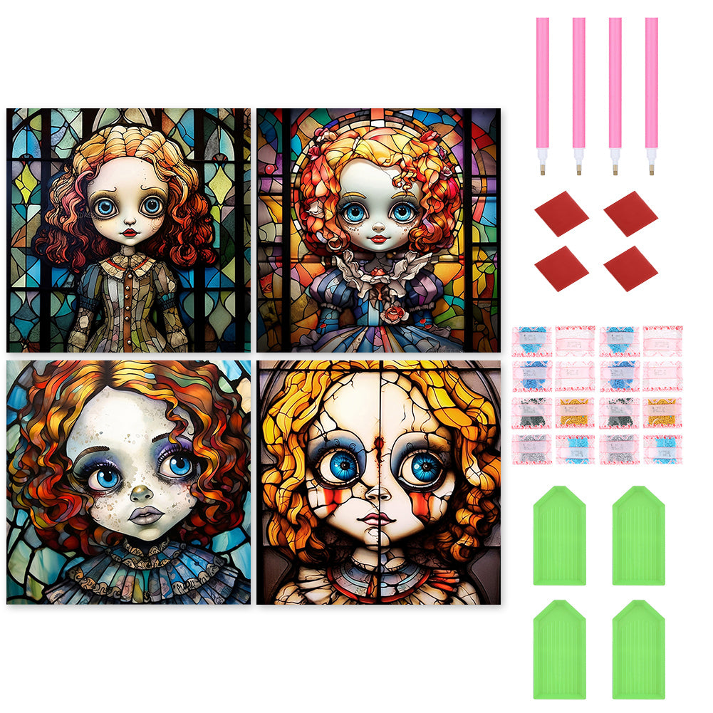 4pcs Diamond Painting Set - halloween horror doll (30*30CM)