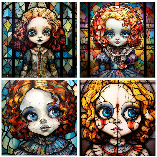 4pcs Diamond Painting Set - halloween horror doll (30*30CM)