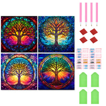 Load image into Gallery viewer, 4pcs Diamond Painting Set - Wisdom tree glass painting (30*30CM)
