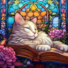Load image into Gallery viewer, 4pcs Diamond Painting Set - Reading Cat Glass Painting (30*30CM)
