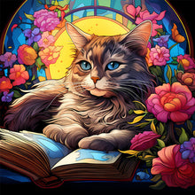 Load image into Gallery viewer, 4pcs Diamond Painting Set - Reading Cat Glass Painting (30*30CM)
