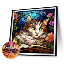 Load image into Gallery viewer, 4pcs Diamond Painting Set - Reading Cat Glass Painting (30*30CM)
