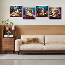 Load image into Gallery viewer, 4pcs Diamond Painting Set - Reading Cat Glass Painting (30*30CM)
