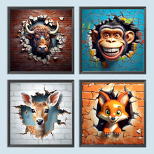 Load image into Gallery viewer, 4pcs Diamond Painting Set - The little animal that breaks out of the wall (30*30CM)
