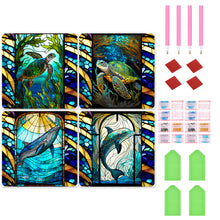 Load image into Gallery viewer, 4pcs Diamond Painting Set - marine life glass painting (30*30CM)
