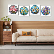 Load image into Gallery viewer, 4pcs Diamond Painting Set - flower glass painting (30*30CM)
