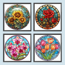 Load image into Gallery viewer, 4pcs Diamond Painting Set - flower glass painting (30*30CM)
