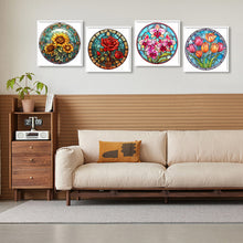 Load image into Gallery viewer, 4pcs Diamond Painting Set - flower glass painting (30*30CM)
