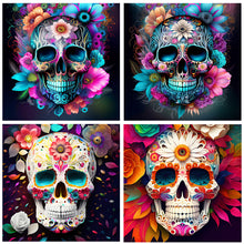Load image into Gallery viewer, 4pcs Diamond Painting Set - flower skull (30*30CM)
