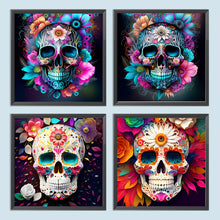 Load image into Gallery viewer, 4pcs Diamond Painting Set - flower skull (30*30CM)
