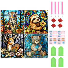Load image into Gallery viewer, 4pcs Diamond Painting Set - tiger sloth elk bear (30*30CM)

