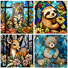 Load image into Gallery viewer, 4pcs Diamond Painting Set - tiger sloth elk bear (30*30CM)
