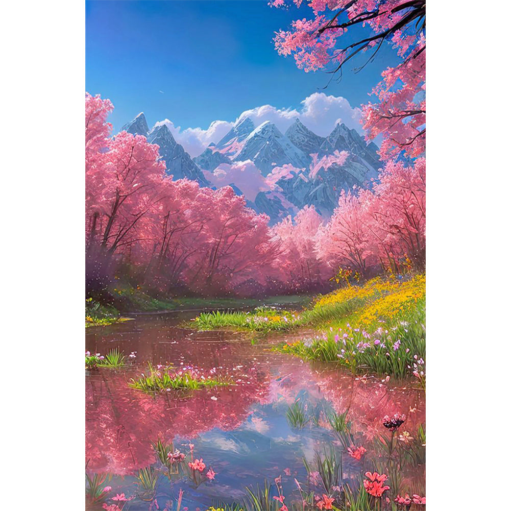 Diamond Painting - Full Round - Landscape and flowers (40*60CM)