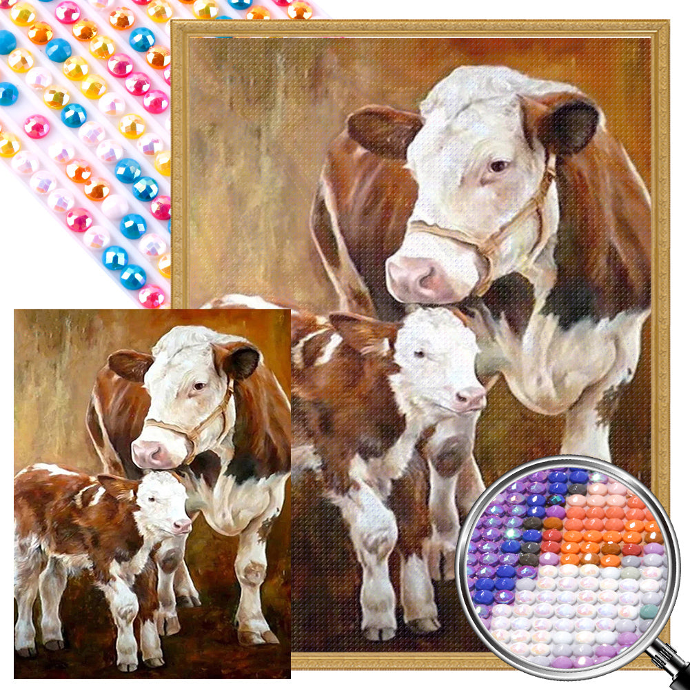 AB Diamond Painting - Full Round - cowshed cows (30*40CM)