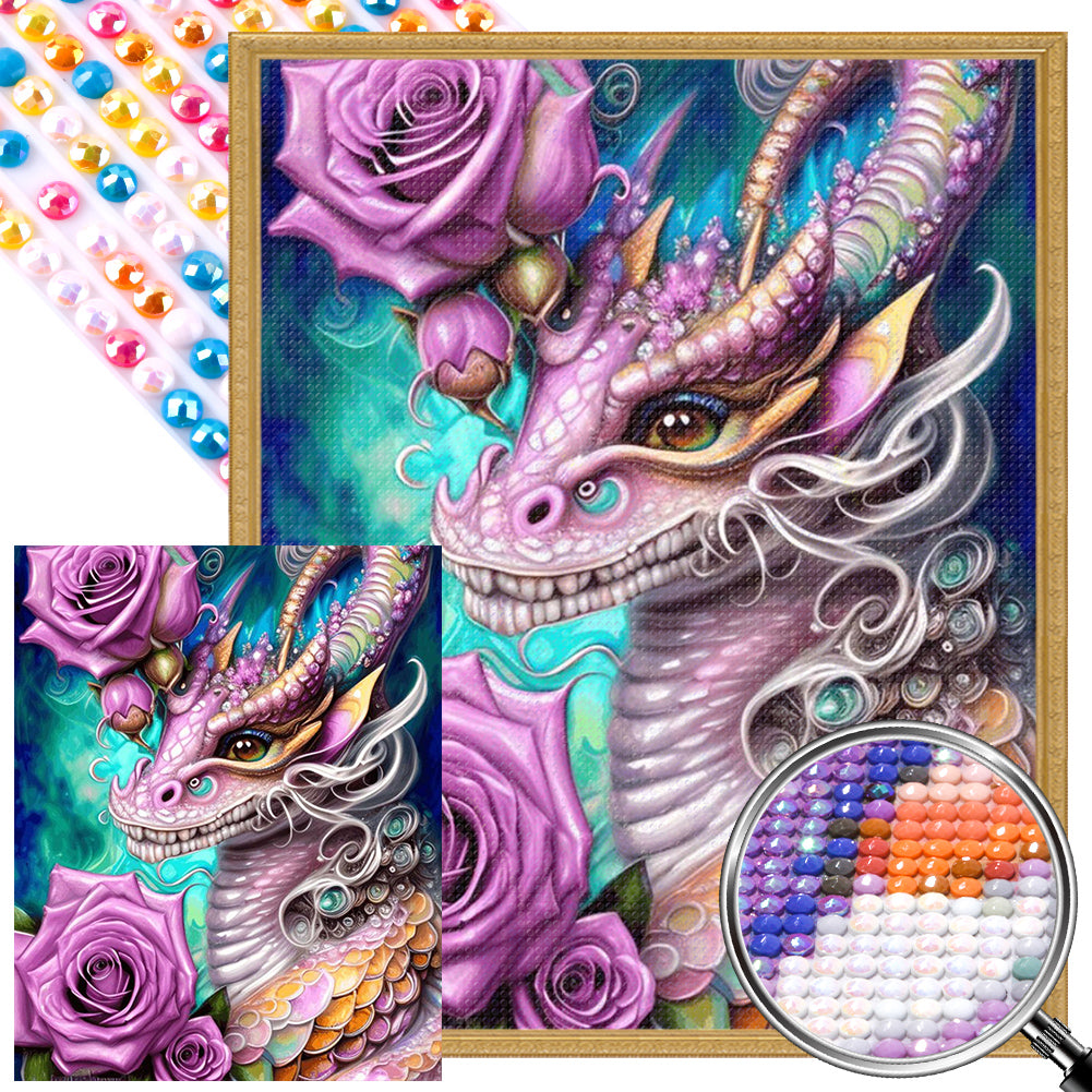 AB Diamond Painting - Full Round - flower dragon (40*50CM)