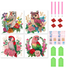 Load image into Gallery viewer, 4pcs Diamond Painting Set - parrot and owl (30*30CM)

