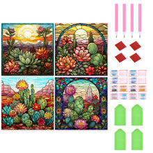 Load image into Gallery viewer, 4pcs Diamond Painting Set - cactus flower (30*30CM)
