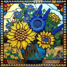 Load image into Gallery viewer, Diamond Painting - Partial Special Shaped - Glass Art Lavender Sunflowers (30*30CM)
