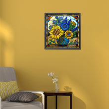 Load image into Gallery viewer, Diamond Painting - Partial Special Shaped - Glass Art Lavender Sunflowers (30*30CM)
