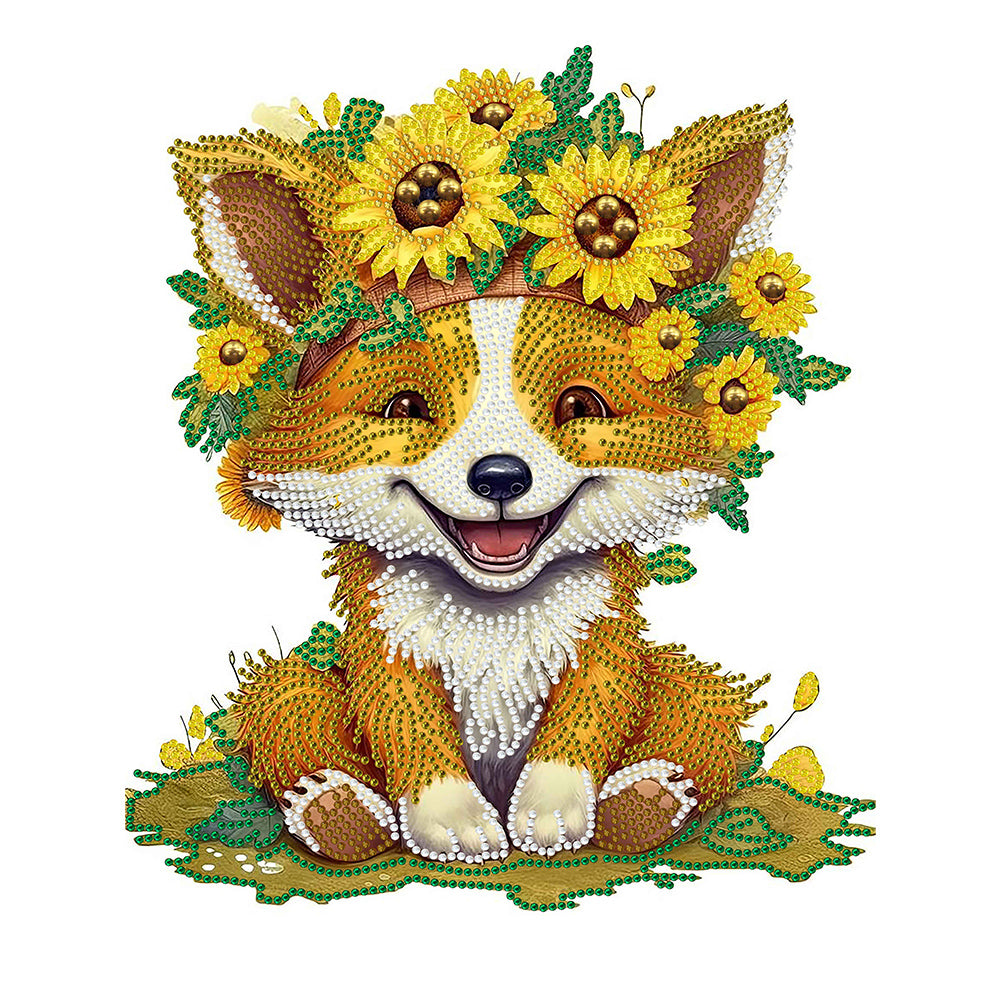 Diamond Painting - Partial Special Shaped - sunflower fox (30*40CM)
