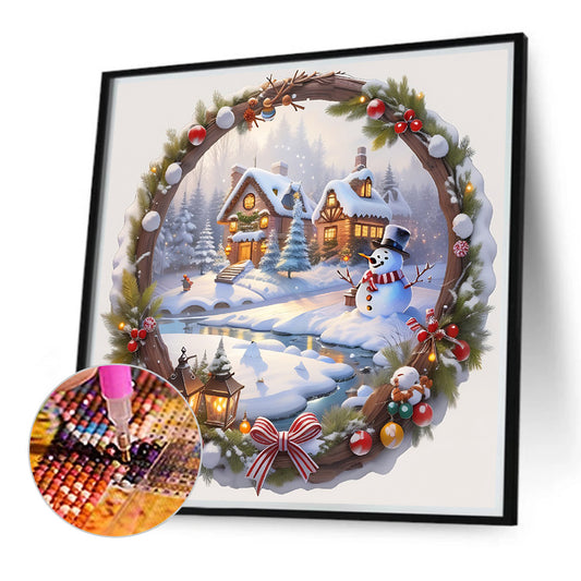 Diamond Painting - Full Round - Snow scene outside the house (40*40CM)