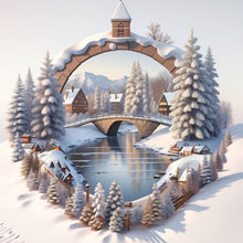 Load image into Gallery viewer, Diamond Painting - Full Round - Snow scene outside the house (40*40CM)
