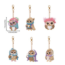 Load image into Gallery viewer, 6PCS Full Drill Keyring Special Shape Double Sided Diamond Painting Keychain Owl
