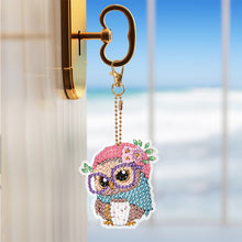 Load image into Gallery viewer, 6PCS Full Drill Keyring Special Shape Double Sided Diamond Painting Keychain Owl
