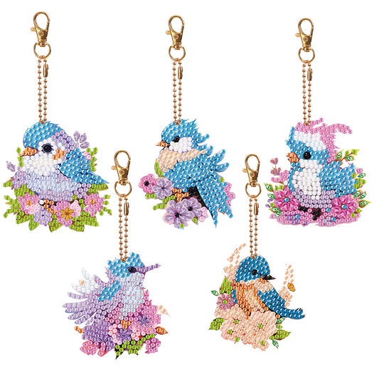 5PCS Diamond Painting Keychain Double Sided Rhinestone Painting Keychain Pendant