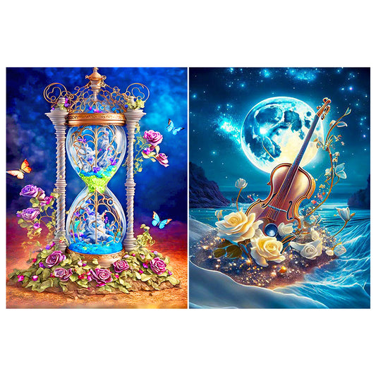 2pcs Diamond Painting Set - Sea violin and funnel on sand (30*40CM)