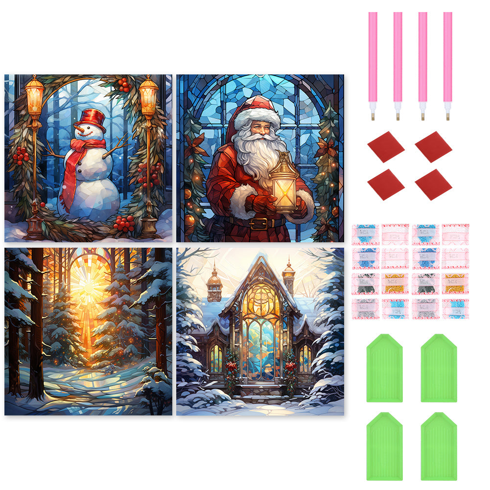 4pcs Diamond Painting Set - Christmas atmosphere (30*30CM)