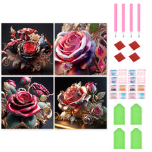 Load image into Gallery viewer, 4pcs Diamond Painting Set - metal rose (30*30CM)
