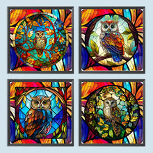 Load image into Gallery viewer, 4pcs Diamond Painting Set - owl glass painting (30*30CM)
