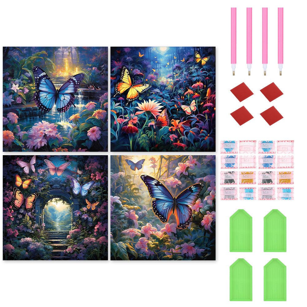 4pcs Diamond Painting Set - garden butterfly (30*30CM)