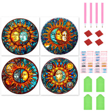 Load image into Gallery viewer, 4pcs Diamond Painting Set - sun and moon glass painting (30*30CM)
