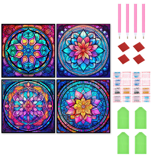 4pcs Diamond Painting Set - mandala glass painting (30*30CM)
